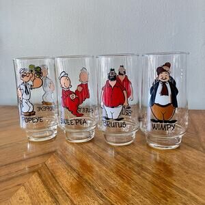 Vintage Coca-Cola Popeye Character Glass 4 Set
